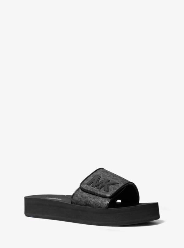 Damske Slapky Michael Kors Logo Platform Čierne - Topanky Michael Kors Slevy | NPVBO-1625